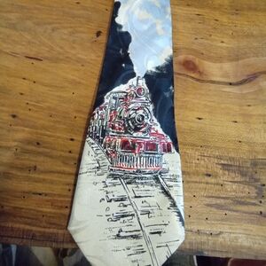 Steven Harris Vintage Steam Train Graphic Tie